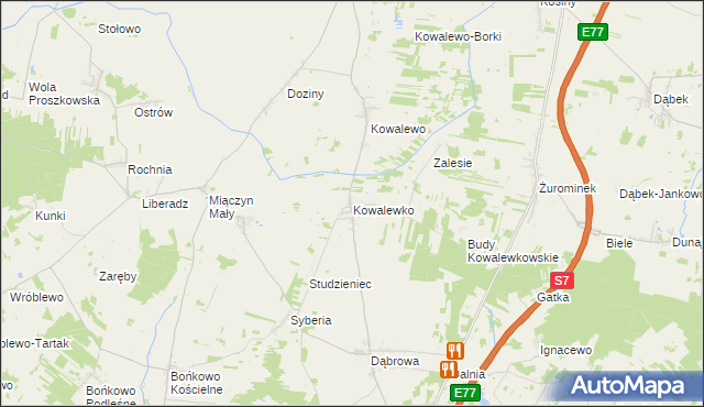 mapa Kowalewko gmina Strzegowo, Kowalewko gmina Strzegowo na mapie Targeo