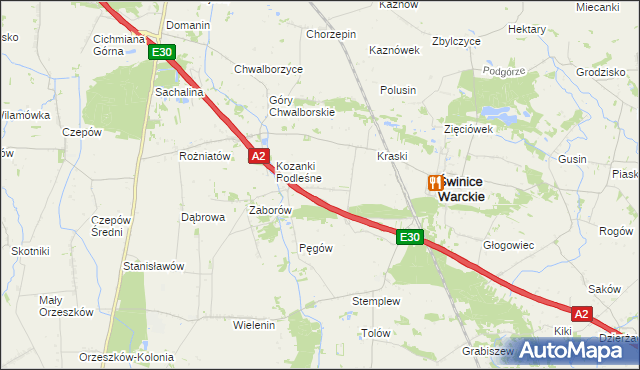 mapa Kozanki Wielkie, Kozanki Wielkie na mapie Targeo