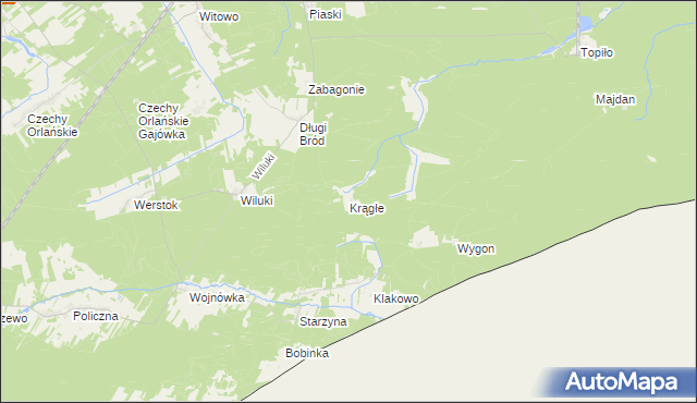 mapa Krągłe gmina Dubicze Cerkiewne, Krągłe gmina Dubicze Cerkiewne na mapie Targeo