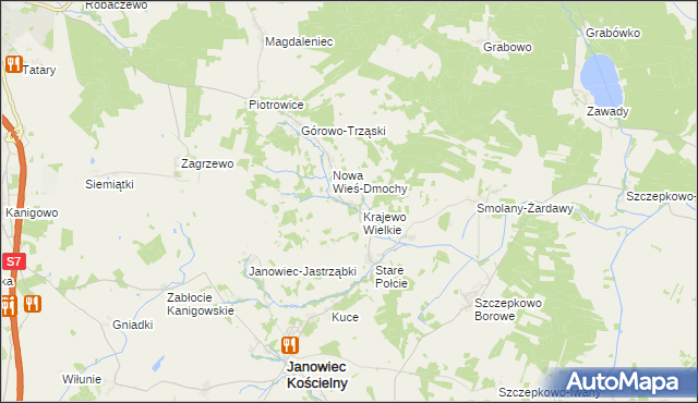 mapa Krajewo Małe, Krajewo Małe na mapie Targeo