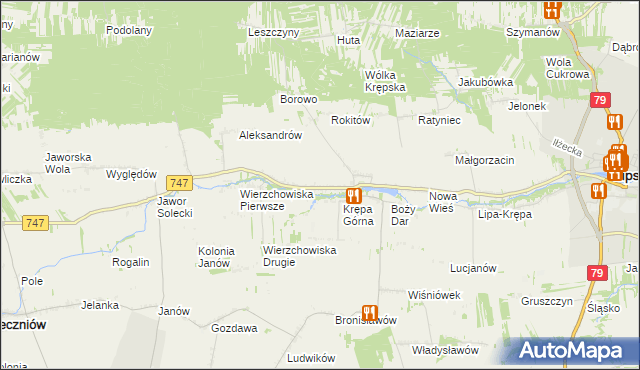 mapa Krępa Kościelna, Krępa Kościelna na mapie Targeo