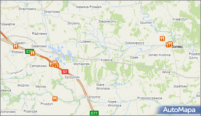 mapa Krępica gmina Płońsk, Krępica gmina Płońsk na mapie Targeo