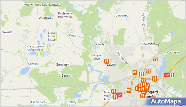 mapa Kręski Młyn, Kręski Młyn na mapie Targeo