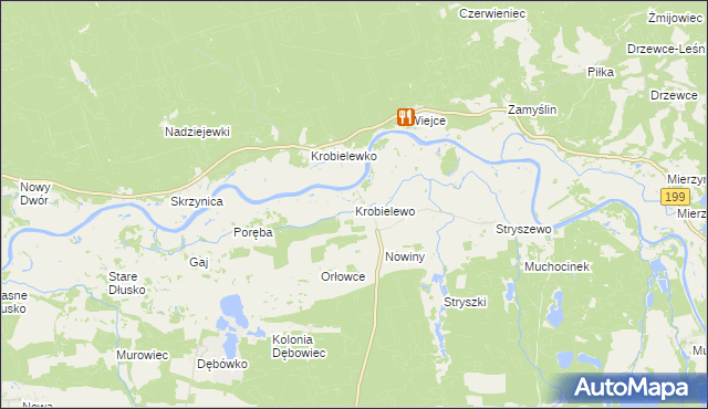 mapa Krobielewo, Krobielewo na mapie Targeo