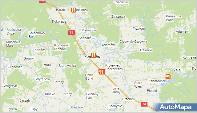 mapa Królewiec gmina Smyków, Królewiec gmina Smyków na mapie Targeo