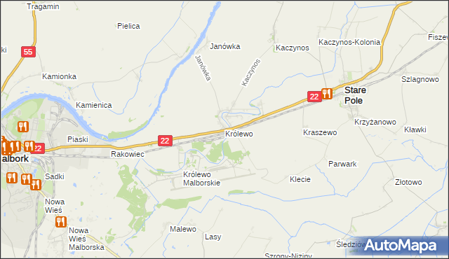 mapa Królewo gmina Stare Pole, Królewo gmina Stare Pole na mapie Targeo