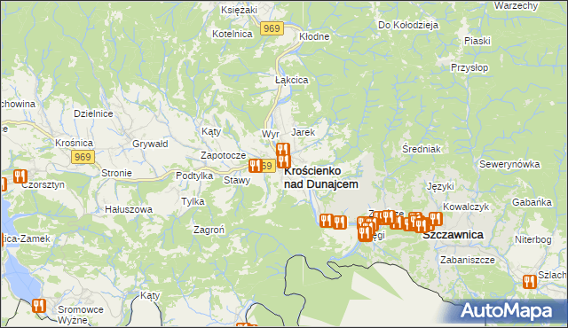 mapa Krościenko nad Dunajcem, Krościenko nad Dunajcem na mapie Targeo