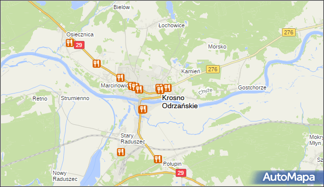 mapa Krosno Odrzańskie, Krosno Odrzańskie na mapie Targeo