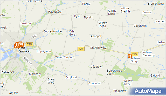 mapa Krukówka gmina Biała Rawska, Krukówka gmina Biała Rawska na mapie Targeo