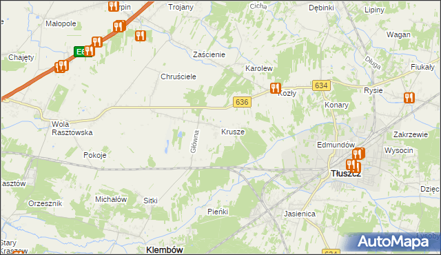 mapa Krusze gmina Klembów, Krusze gmina Klembów na mapie Targeo