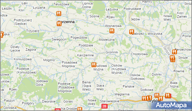 mapa Krużlowa Niżna, Krużlowa Niżna na mapie Targeo