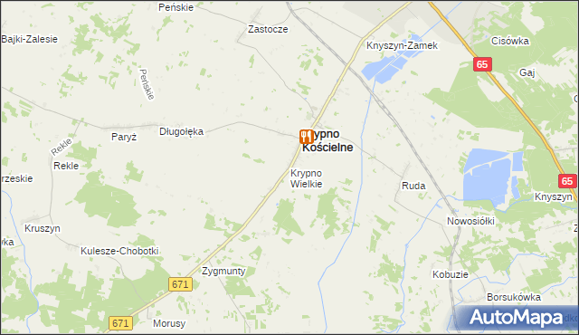 mapa Krypno Wielkie, Krypno Wielkie na mapie Targeo