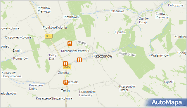 mapa Krzczonów powiat lubelski, Krzczonów powiat lubelski na mapie Targeo