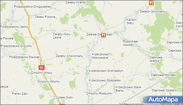 mapa Krzeczkowo Mianowskie, Krzeczkowo Mianowskie na mapie Targeo