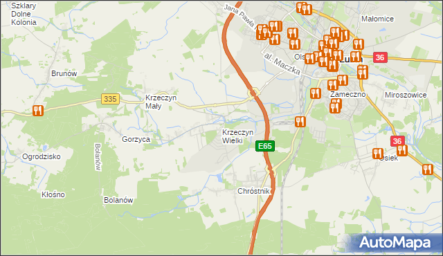 mapa Krzeczyn Wielki, Krzeczyn Wielki na mapie Targeo