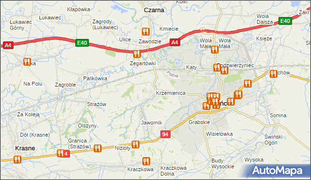 mapa Krzemienica gmina Czarna, Krzemienica gmina Czarna na mapie Targeo