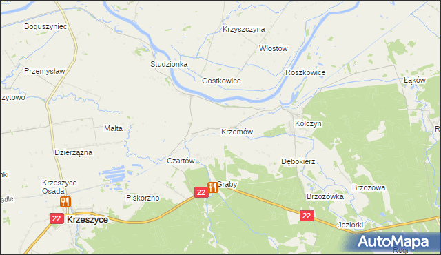 mapa Krzemów, Krzemów na mapie Targeo