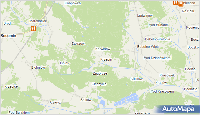 mapa Krzepin, Krzepin na mapie Targeo