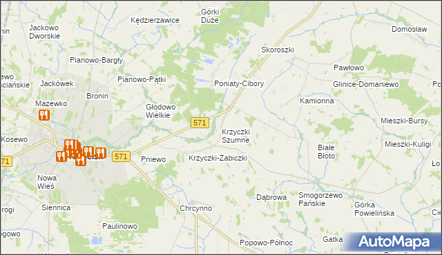 mapa Krzyczki Szumne, Krzyczki Szumne na mapie Targeo