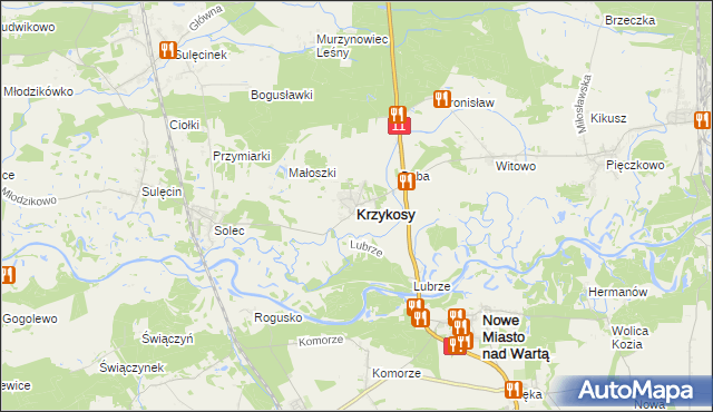 mapa Krzykosy powiat średzki, Krzykosy powiat średzki na mapie Targeo