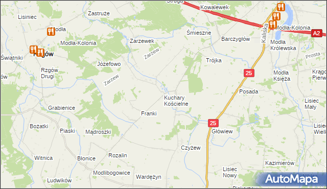 mapa Kuchary Kościelne, Kuchary Kościelne na mapie Targeo