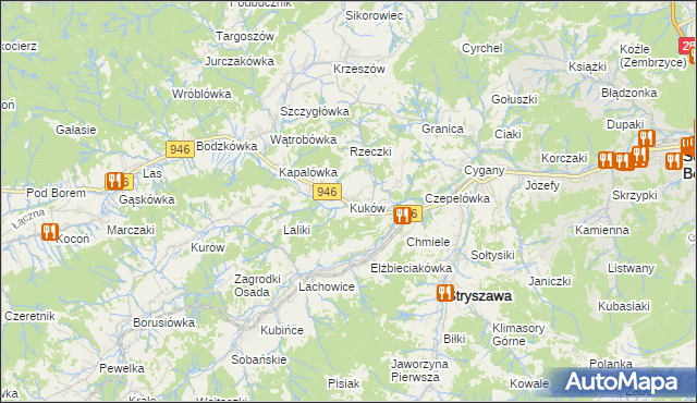 mapa Kuków gmina Stryszawa, Kuków gmina Stryszawa na mapie Targeo