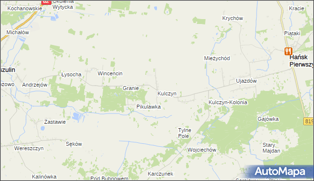 mapa Kulczyn gmina Hańsk, Kulczyn gmina Hańsk na mapie Targeo