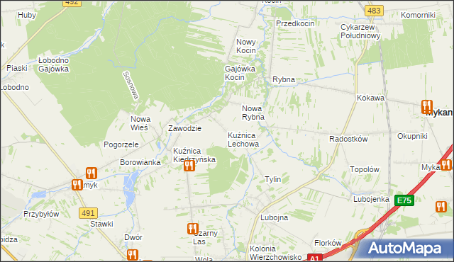 mapa Kuźnica Lechowa, Kuźnica Lechowa na mapie Targeo