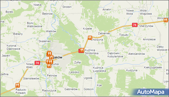 mapa Kuźnica Strobińska, Kuźnica Strobińska na mapie Targeo