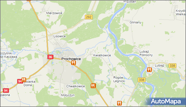 mapa Kwiatkowice gmina Prochowice, Kwiatkowice gmina Prochowice na mapie Targeo