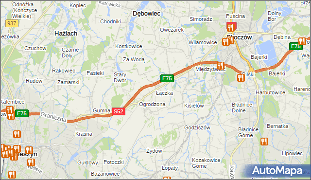 mapa Łączka gmina Dębowiec, Łączka gmina Dębowiec na mapie Targeo