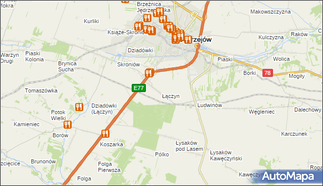 mapa Łączyn, Łączyn na mapie Targeo