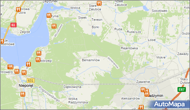 mapa Łąki gmina Radzymin, Łąki gmina Radzymin na mapie Targeo