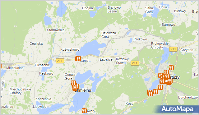 mapa Łapalice, Łapalice na mapie Targeo