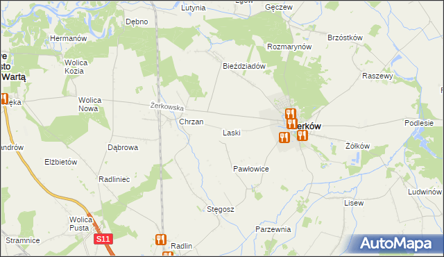 mapa Laski gmina Żerków, Laski gmina Żerków na mapie Targeo