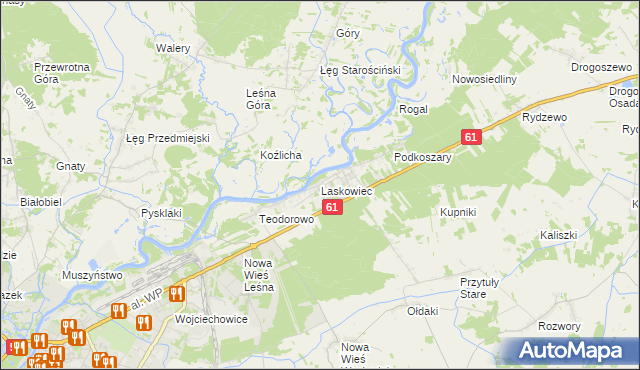 mapa Laskowiec gmina Rzekuń, Laskowiec gmina Rzekuń na mapie Targeo