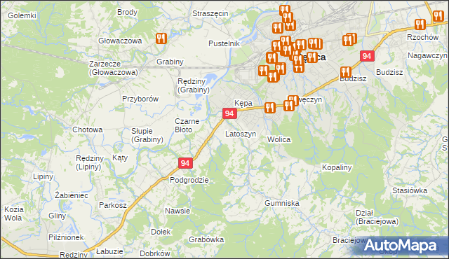 mapa Latoszyn, Latoszyn na mapie Targeo