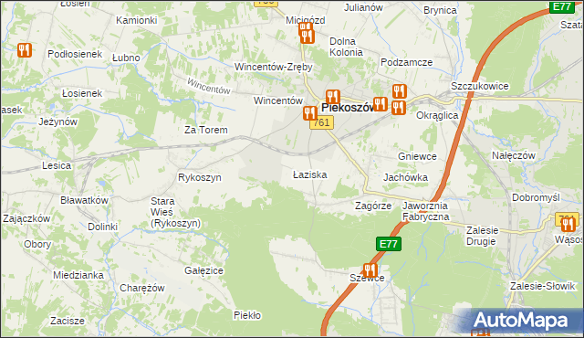 mapa Łaziska gmina Piekoszów, Łaziska gmina Piekoszów na mapie Targeo