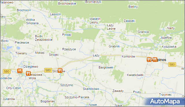 mapa Łazy gmina Kampinos, Łazy gmina Kampinos na mapie Targeo