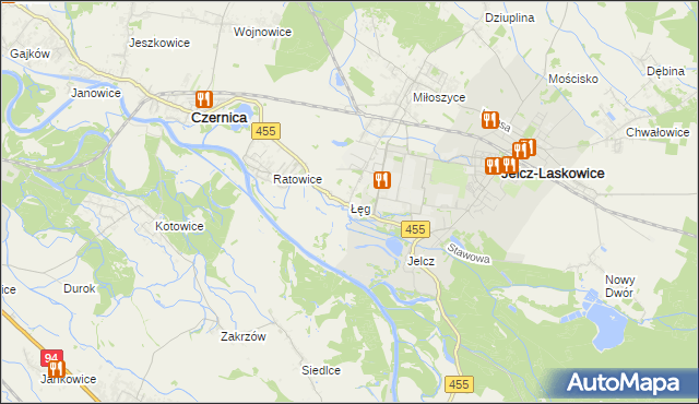 mapa Łęg gmina Jelcz-Laskowice, Łęg gmina Jelcz-Laskowice na mapie Targeo