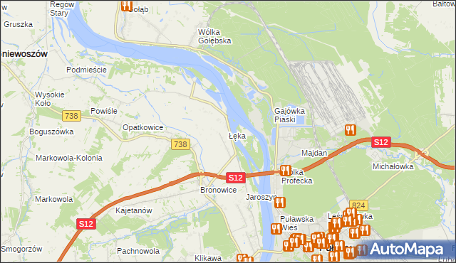 mapa Łęka gmina Puławy, Łęka gmina Puławy na mapie Targeo