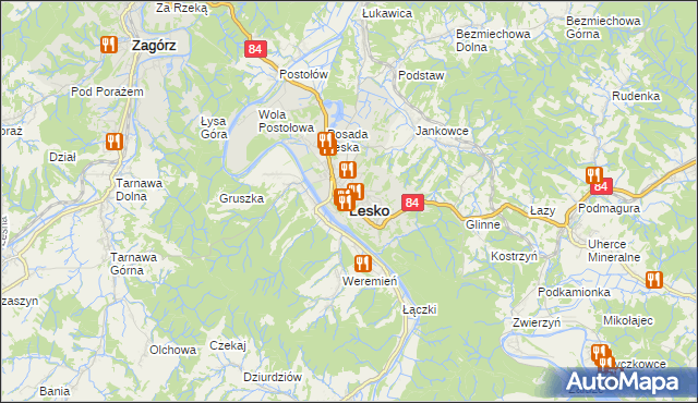 mapa Lesko, Lesko na mapie Targeo