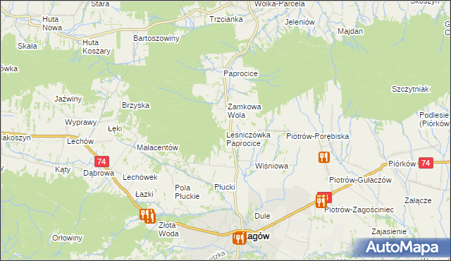 mapa Leśniczówka Paprocice, Leśniczówka Paprocice na mapie Targeo