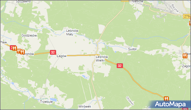 mapa Leśniów Wielki, Leśniów Wielki na mapie Targeo