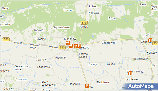 mapa Leszno powiat warszawski zachodni, Leszno powiat warszawski zachodni na mapie Targeo