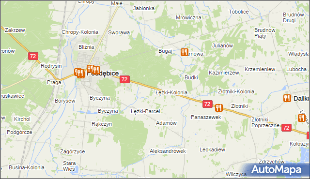 mapa Łężki-Kolonia, Łężki-Kolonia na mapie Targeo