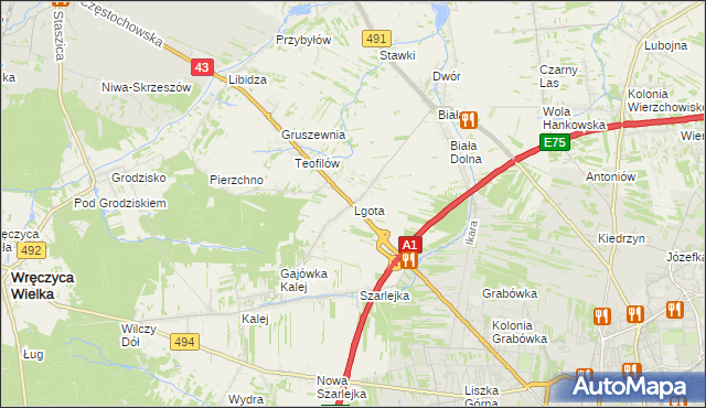 mapa Lgota gmina Kłobuck, Lgota gmina Kłobuck na mapie Targeo