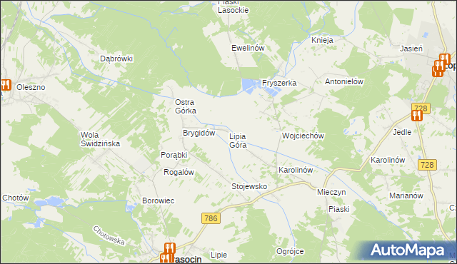 mapa Lipia Góra gmina Krasocin, Lipia Góra gmina Krasocin na mapie Targeo