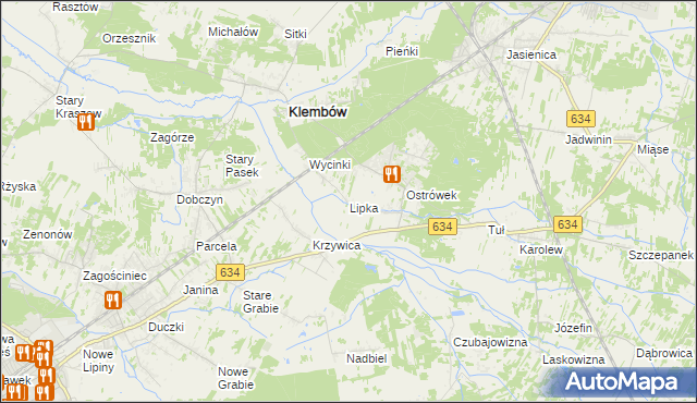 mapa Lipka gmina Klembów, Lipka gmina Klembów na mapie Targeo