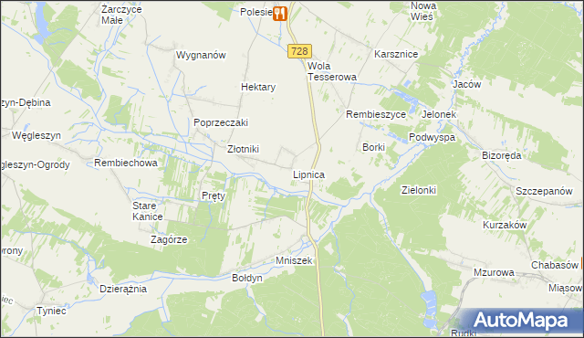 mapa Lipnica gmina Małogoszcz, Lipnica gmina Małogoszcz na mapie Targeo